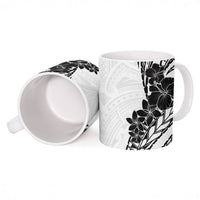 Black White Polynesia Tropical Flowers Ceramic Mug LT14 - Polynesian Pride