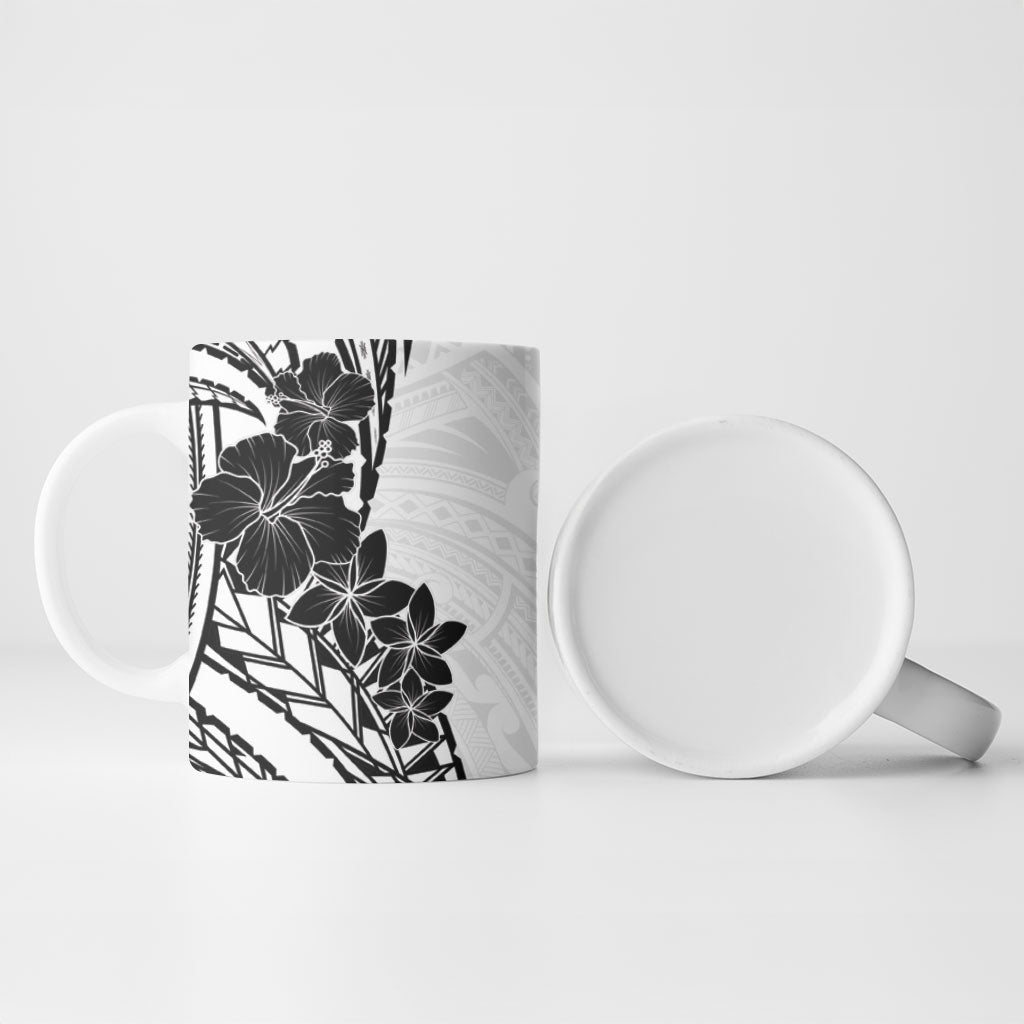 Black White Polynesia Tropical Flowers Ceramic Mug LT14 - Polynesian Pride