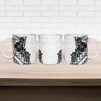Black White Polynesia Tropical Flowers Ceramic Mug LT14 - Polynesian Pride