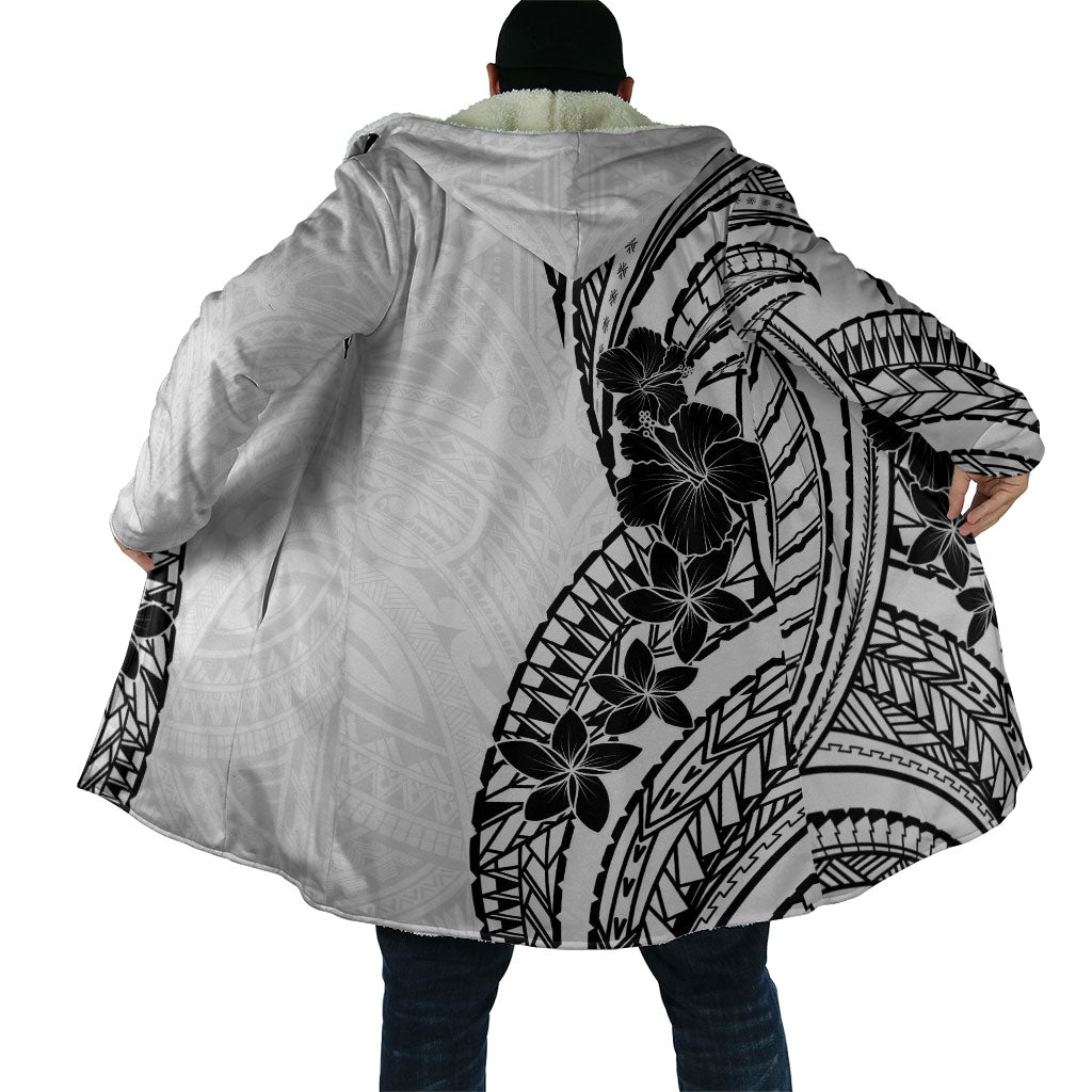 Black White Polynesia Tropical Flowers Cloak LT14 - Polynesian Pride