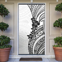 Black White Polynesia Tropical Flowers Door Cover