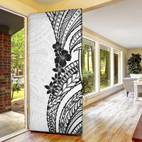 Black White Polynesia Tropical Flowers Door Cover