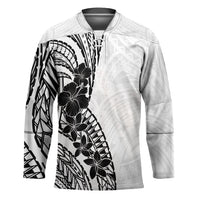 Black White Polynesia Tropical Flowers Hockey Jersey