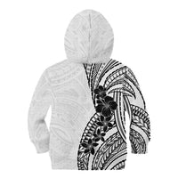 Black White Polynesia Tropical Flowers Kid Hoodie