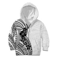 Black White Polynesia Tropical Flowers Kid Hoodie