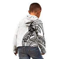 Black White Polynesia Tropical Flowers Kid Hoodie