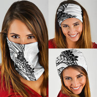 Black White Polynesia Tropical Flowers Neck Gaiter LT14 - Polynesian Pride