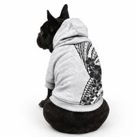 Black White Polynesia Tropical Flowers Pet Hoodie