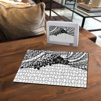 Black White Polynesia Tropical Flowers Puzzle LT14 - Polynesian Pride