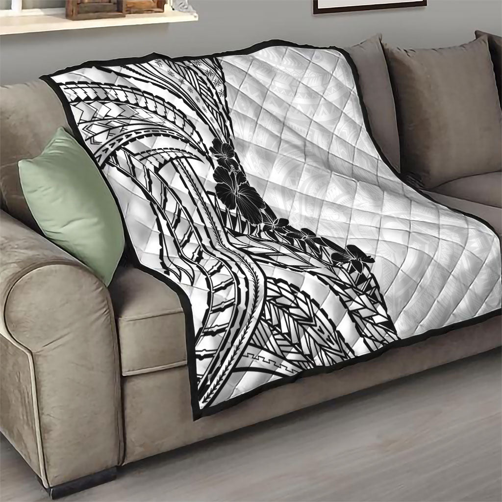 Black White Polynesia Tropical Flowers Quilt LT14 - Polynesian Pride