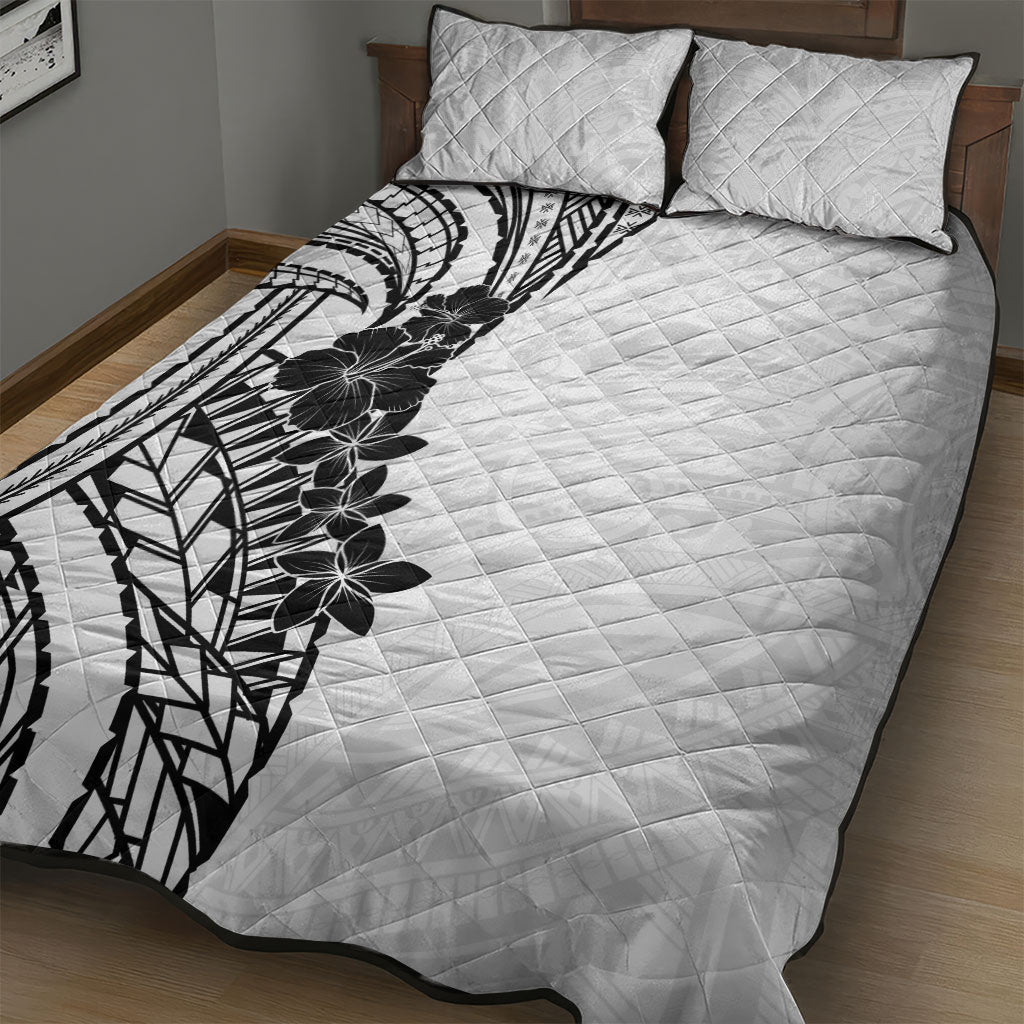 Black White Polynesia Tropical Flowers Quilt Bed Set LT14 - Polynesian Pride
