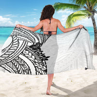 Black White Polynesia Tropical Flowers Sarong