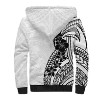 Black White Polynesia Tropical Flowers Sherpa Hoodie LT14 - Polynesian Pride