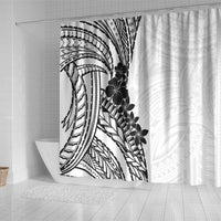 Black White Polynesia Tropical Flowers Shower Curtain LT14 - Polynesian Pride