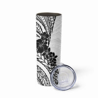 Black White Polynesia Tropical Flowers Skinny Tumbler LT14 - Polynesian Pride
