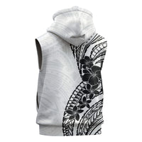 Black White Polynesia Tropical Flowers Sleeveless Hoodie LT14 - Polynesian Pride