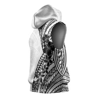 Black White Polynesia Tropical Flowers Sleeveless Hoodie LT14 - Polynesian Pride