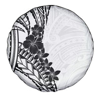 Black White Polynesia Tropical Flowers Spare Tire Cover