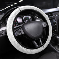 Black White Polynesia Tropical Flowers Steering Wheel Cover