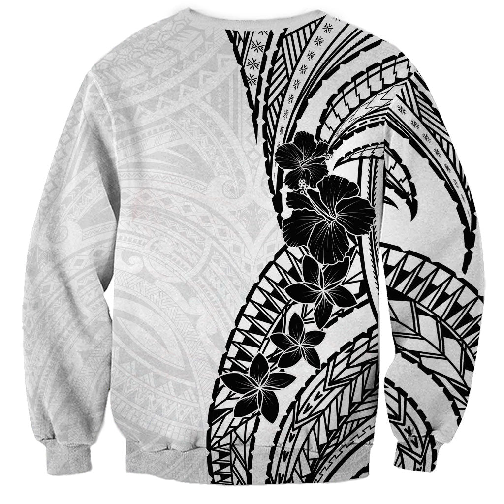 Black White Polynesia Tropical Flowers Sweatshirt LT14 - Polynesian Pride