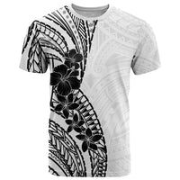 Black White Polynesia Tropical Flowers T Shirt LT14 White - Polynesian Pride