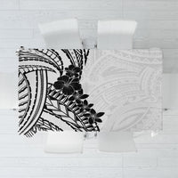 Black White Polynesia Tropical Flowers Tablecloth LT14 White - Polynesian Pride
