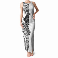 Black White Polynesia Tropical Flowers Tank Maxi Dress LT14 Women White - Polynesian Pride