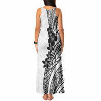 Black White Polynesia Tropical Flowers Tank Maxi Dress LT14 - Polynesian Pride