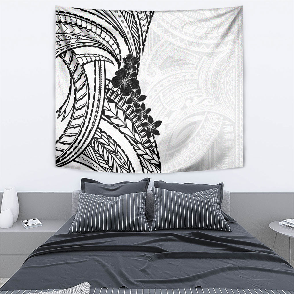Black White Polynesia Tropical Flowers Tapestry LT14 - Polynesian Pride