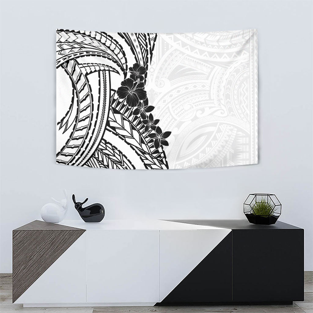 Black White Polynesia Tropical Flowers Tapestry LT14 - Polynesian Pride