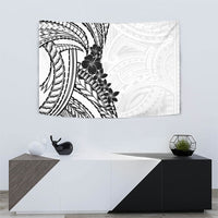 Black White Polynesia Tropical Flowers Tapestry LT14 - Polynesian Pride