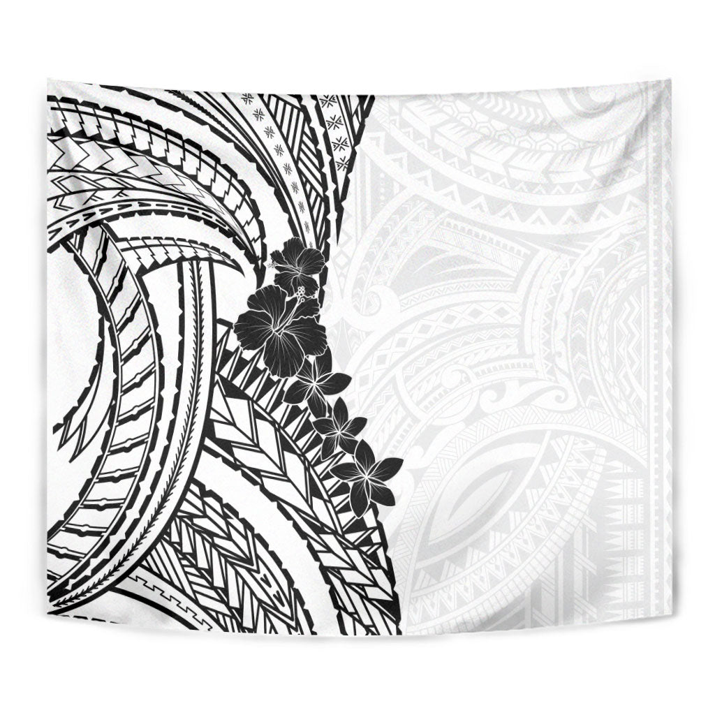 Black White Polynesia Tropical Flowers Tapestry LT14 - Polynesian Pride