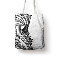 Black White Polynesia Tropical Flowers Tote Bag