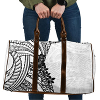Black White Polynesia Tropical Flowers Travel Bag