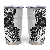 Black White Polynesia Tropical Flowers Tumbler Cup