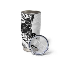 Black White Polynesia Tropical Flowers Tumbler Cup