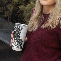 Black White Polynesia Tropical Flowers Tumbler Cup