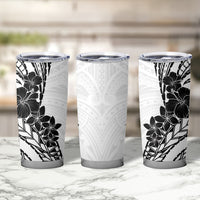 Black White Polynesia Tropical Flowers Tumbler Cup