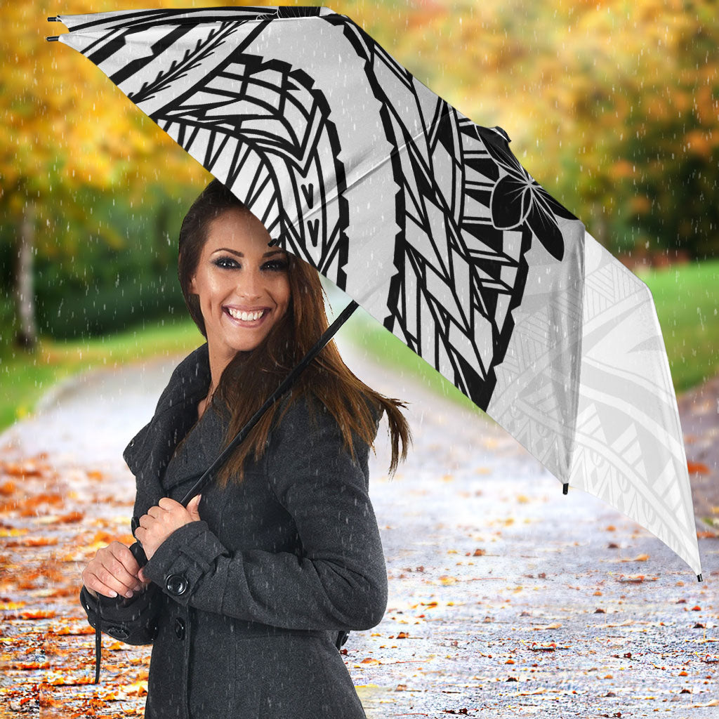 Black White Polynesia Tropical Flowers Umbrella LT14 - Polynesian Pride