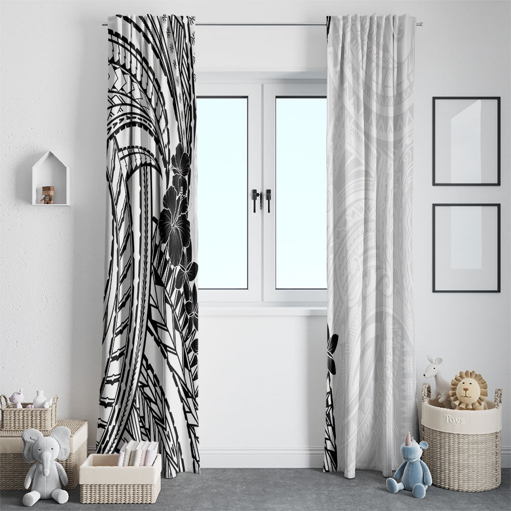 Black White Polynesia Tropical Flowers Window Curtain LT14 - Polynesian Pride