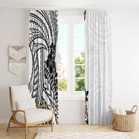 Black White Polynesia Tropical Flowers Window Curtain LT14 - Polynesian Pride