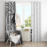 Black White Polynesia Tropical Flowers Window Curtain LT14 - Polynesian Pride