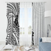 Black White Polynesia Tropical Flowers Window Curtain LT14 - Polynesian Pride
