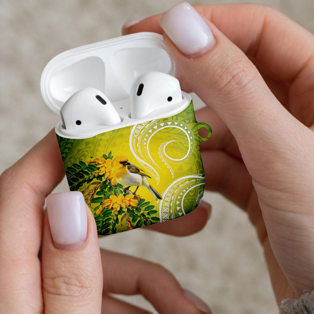 Hawaii Palila Mamane AirPods Case Hawaiian Honeycreeper With Native Flower LT14 - Polynesian Pride