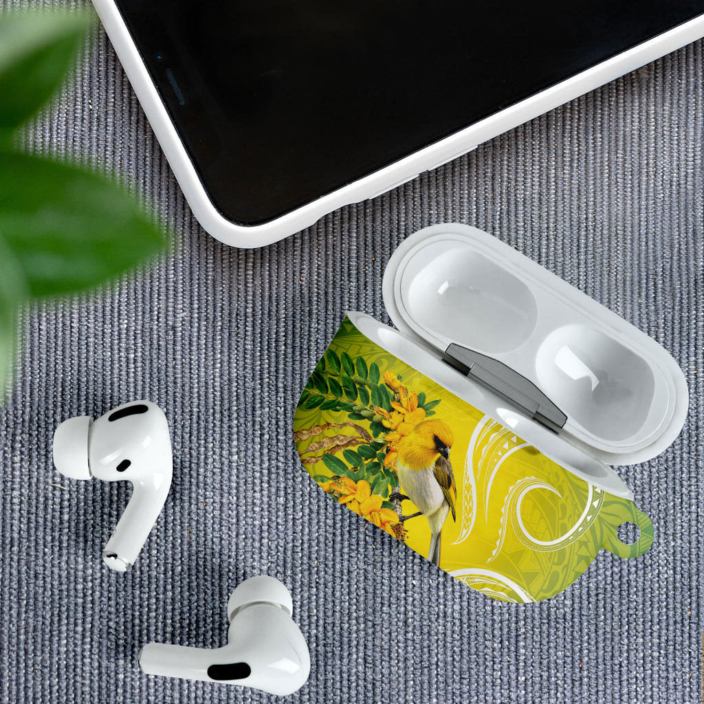 Hawaii Palila Mamane AirPods Case Hawaiian Honeycreeper With Native Flower LT14 - Polynesian Pride
