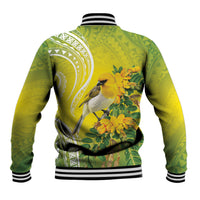 Hawaii Palila Mamane Baseball Jacket Hawaiian Honeycreeper With Native Flower LT14 - Polynesian Pride