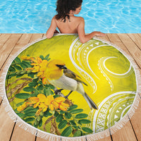 Hawaii Palila Mamane Beach Blanket Hawaiian Honeycreeper With Native Flower