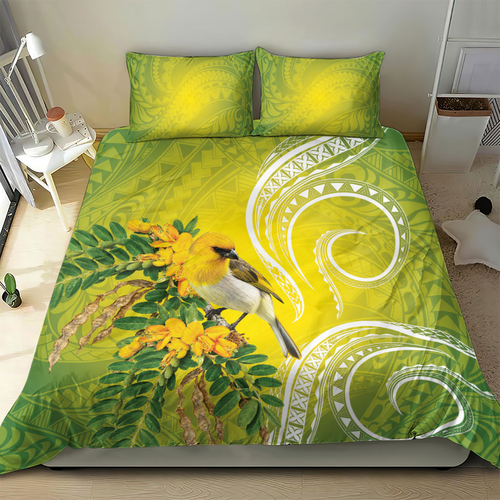 Hawaii Palila Mamane Bedding Set Hawaiian Honeycreeper With Native Flower