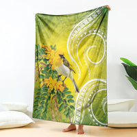 Hawaii Palila Mamane Blanket Hawaiian Honeycreeper With Native Flower LT14 - Polynesian Pride