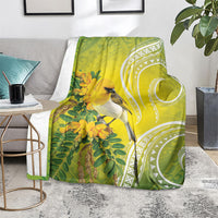 Hawaii Palila Mamane Blanket Hawaiian Honeycreeper With Native Flower LT14 - Polynesian Pride